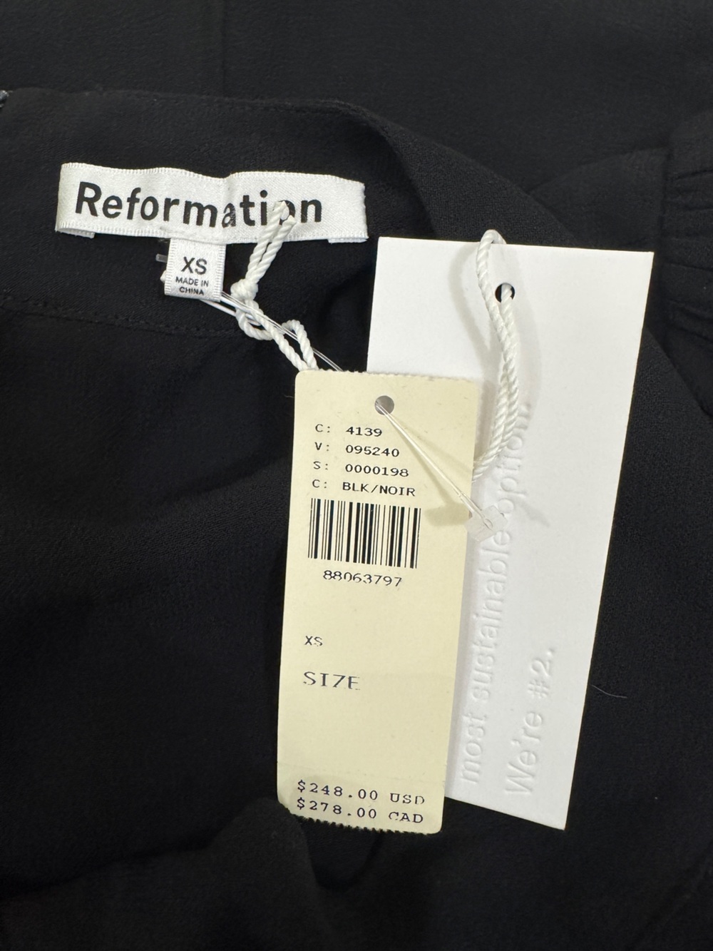 Reformation Ottessa Black Long-Sleeve Keyhole Wrap Mini Dress - Picture 7 of 7
